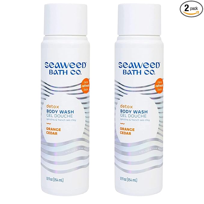 Seaweed Bath Co. Detox Body Wash, Orange Cedar Scent, 12 Ounce (Pack of 2), Shower Gel for Men & Women, Vegan, Paraben Free, Sulfate Free, Cruelty Free