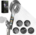 Hibbent Filtered Showerhead with handheld, High Pressure 5 Sprays Handheld Shower Head with Brass Holder& 71" Metal Hose, Water Softener for Hard Water-Remove Chlorine, Reduces Dry Itchy Skin, Gray