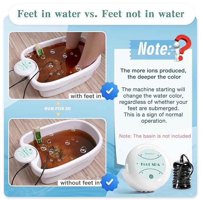 Portable Ionic Detox Foot Bath Machine, Ionic Detox Foot Spa Chi Cleanse with 5 Liners for Home Use Spa Club Salon or Holiday Travel Gift US Stock(Tub not Include)
