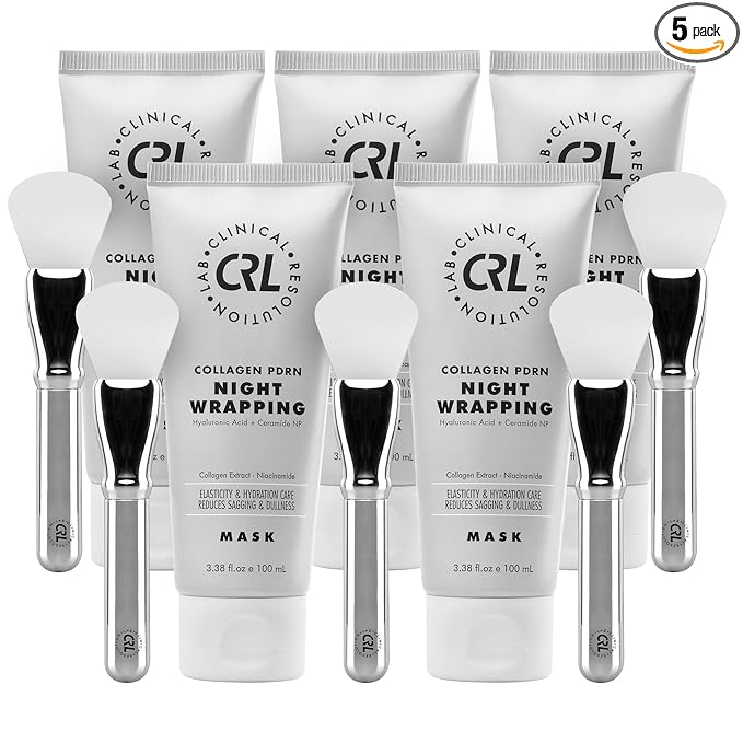 Clinical Resolution PDRN Collagen Night Wrapping Mask, All-In-One Nourish, Revitalize, Radiance for Youthful Glowing Skin Overnight Peel Off Face Mask Korean Skin Care Lab, 100ml 5 Pack
