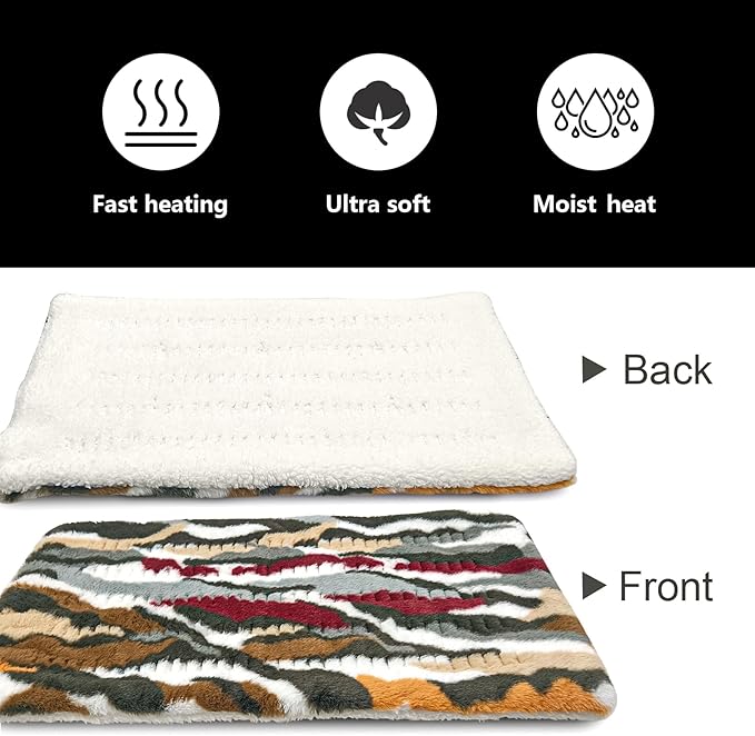 Pasonio Electric Heating Pad for Back Pain Relief - 12 Heating Levels-8 Timer Settings - Heat Pad with Moist & Dry Heat Therapy - Hot Heated Pads -Washable (XL 12"x24" Camouflage) - MCC