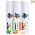 Moisturizing Tallow Lip Balm – Grass-Fed Beef Tallow with Organic Coconut Oil, Beeswax, and Vitamin E – Lip Balm Set – Variety Pack – Travel Essential – 3-Pack
