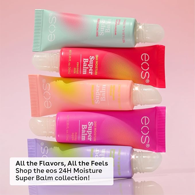 eos 24H Moisture Super Balm - Pink Lemonade & Wild Cherry Slushie, Day or Night Lip Treatment, Made for Sensitive Skin, Lip Balms & Moisturizers, 0.35 fl oz, 2-Pack