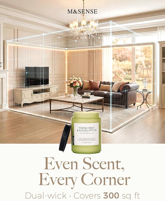 M&SENSE Neroli Tea Scented Candle, 19.4oz 110 Hours Long Lasting Burn 2 Wick Non Toxic Natural Soy Wax Candle for Women, Slow Burning Home Fragrance Gifts for Stress Relief & Relaxing