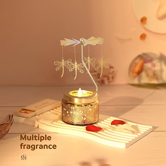 Mothers Day Gifts for Grandma, Dragonfly Gift for Women, Best Mom Gifts for Mothers Grandma Friends, Unique Birthday Presents for Sister with Gift Box, Rotating Scented Candles for Mother's Day