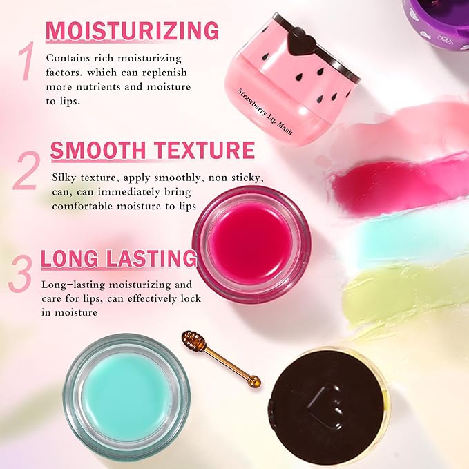 6PCS Honey Pot Lip Balm,Moisturizing Beebalm Lip Balm,Repair Bee Lip Balm Honey Pot,Fruity Lip Sleeping Mask,Hydrating Lip Mask Overnight,Reduces Lip Lines Lip Care Products