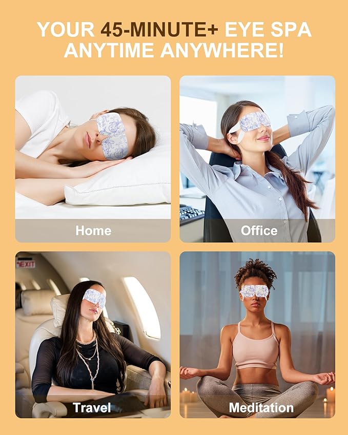 Heated Eye Mask Disposable 24 Pack, 45+ Min Self Heating Steam Eye Mask for Dry Eyes Dark Circles Puffy for Sleep Travel Office, Warming Rest Eyes Mask Best Gifts for Women (Chamomile)