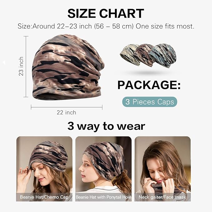 Women's Summer Beanie for Men Hat Boho Hats Adult Dwarf Hats Chemo Cap Cancer Headwear Caps Baggy Skull Sleep Cap Nightcap