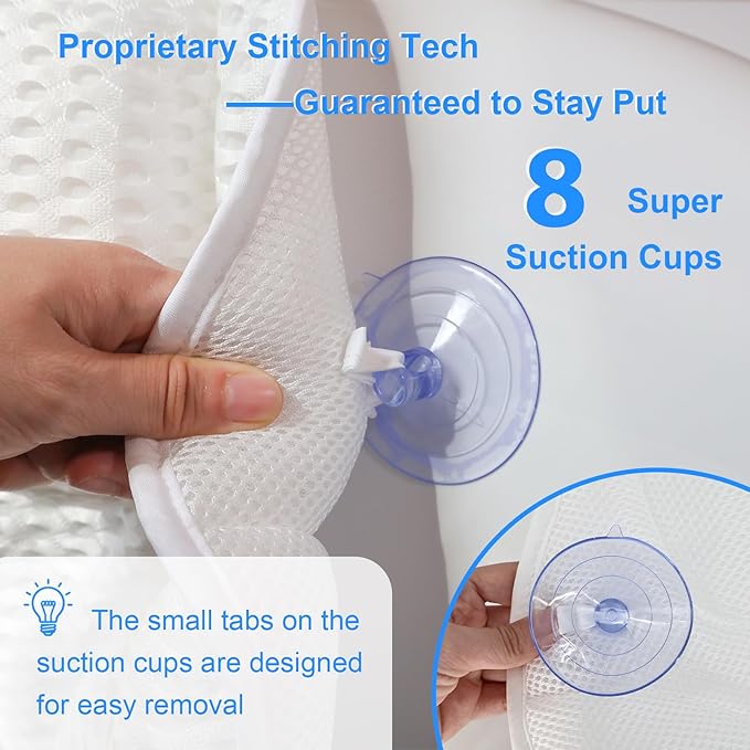 Extra Thick Petal-Shaped Bath Pillow for Head, Neck and Backrest, Extra Thick, Polyester, White, Anti-Slip Suction Cups, Washable, Luxury Spa Bathroom Accessories (Standard Store Size)