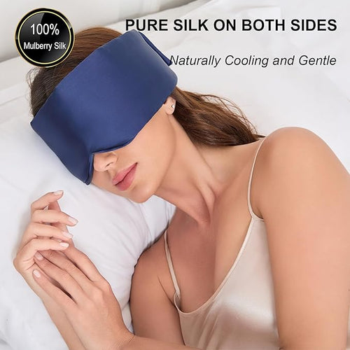 100% Mulberry Silk Sleep Mask for Women & Men Beauty Sleep, Adjustable Blindfold Silk Eye Mask for Sleeping Side Sleepers, Soft Pressure-Free Design for Home, Travel, Office, Nap