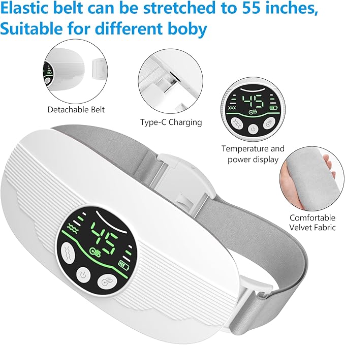 HOTBAG Heating Pad for Period Cramps Portable Cordless 3S Fast Period Heating Pad Cramp Relief with 3 Heat Levels and 3 Massage Modes Menstrual Electric Waist Wrap Belt for Pain Relief Gifts for Her