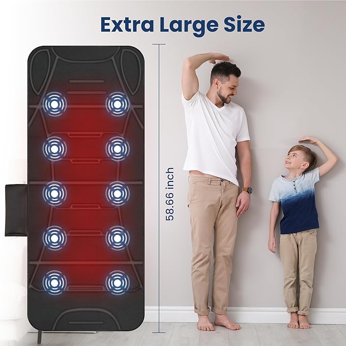 COMFIER Full Body Massage Mat with Heat, Back Massager with 10 Vibration Motors, 4 Heating Zones, Foldable Relaxation Pad for 3 Adjustable Intensity– Vibration Massage Only, Mothers Day Gift