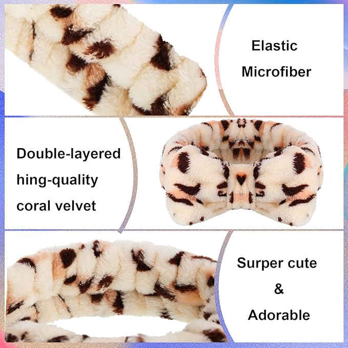 Jutom 74 Pcs Spa Headband Set 37 Styles Coral Fleece Terry Cloth Facial Hair Wrap Cosmetic Headband for Makeup, Soft Skincare & Washing Face Bow Hairbands for Women