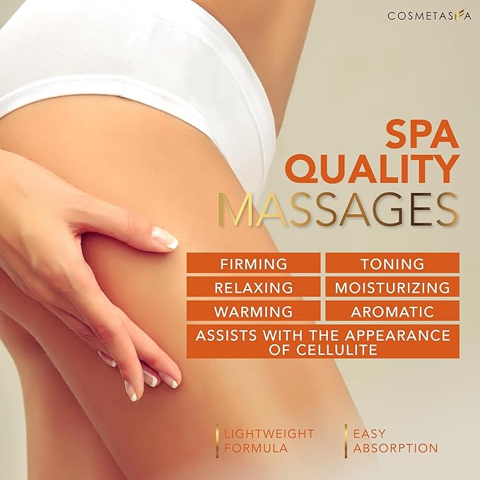 Cosmetasa Hot Cream Massage Gel with Massager Mitt- Natural and 87% Organic Cellulite Cream - Multi Use, Skin Toning for Joints and Muscle - 16.9 oz