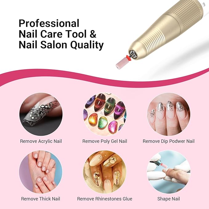 MelodySusie Ceramic Nail Drill Bits, 3/32'' Chamfer Flat Top Large Barrel Bits, Fast Remove Acrylic or Hard Gel, Nail Tool for Manicure Pedicure, Salon Home, Professional or Beginner, Pink, Fine