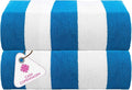 CASA COPENHAGEN Cabana Pool Towel 2Pcs 100% Egyptian Cotton Gift Set- Turquoise, 600GSM,35"x70",(Boxpack,Gift Ribbon, Set for Women & Men)