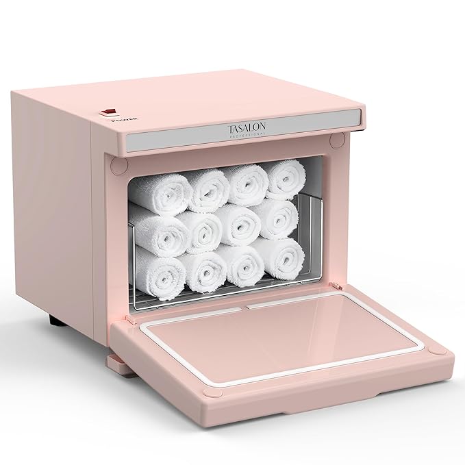 TASALON 8L Towel Warmer Hot Cabinet Box, Aluminum Inner Chamber, Removable Tray, Fast Heating for Beauty Spa Salon Massage - Pink