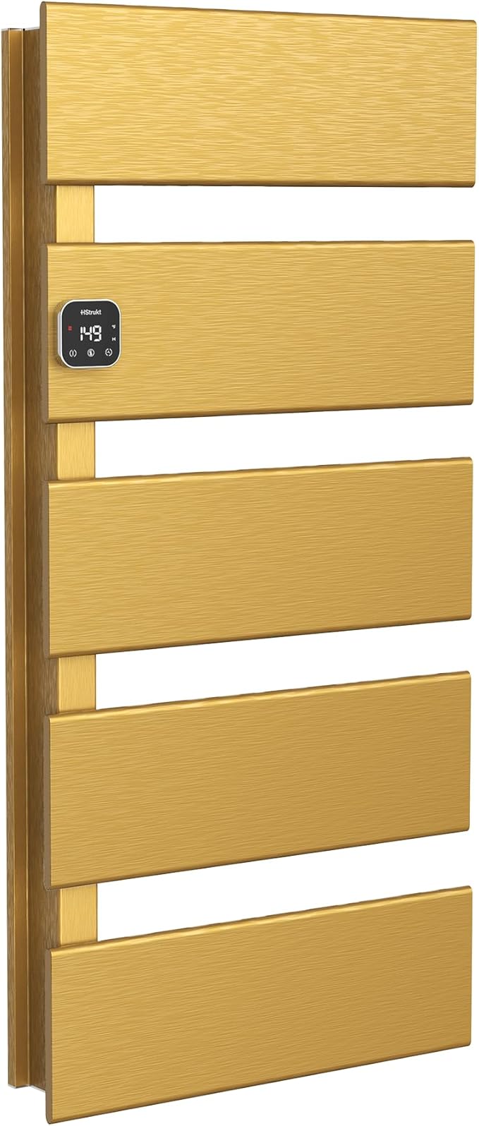 Electric Towel Warmer, Heated Towel Rack with Thermo Control and Timer, Fast Heating Towel Rail for Bathroom with Memroy Function, Work with Smart Plug, Left-Wiring, 5 Panel, Gold