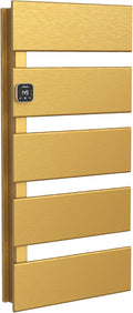 Electric Towel Warmer, Heated Towel Rack with Thermo Control and Timer, Fast Heating Towel Rail for Bathroom with Memroy Function, Work with Smart Plug, Left-Wiring, 5 Panel, Gold