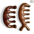 2 Pack Wooden Wide Tooth Hair Comb and Head Massage Tool - Handmade 100% Natural Green Sandalwood Meridian Scalp Massager