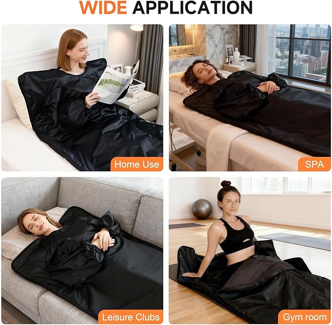 Bitlyle Sauna Blanket with Arm Sleeves for Home Use, Portable Design for Relaxation and Detoxification Highest 176℉