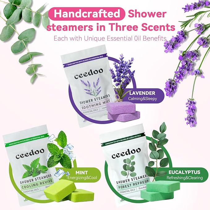 Shower Steamers Aromatherapy 6 Pack - Mother's Day for Teens & Adults, Birthday Gifts for Women - Natural Essential Oil Shower Bombs for Stress Relief & Relaxation, Home Spa Self-Care