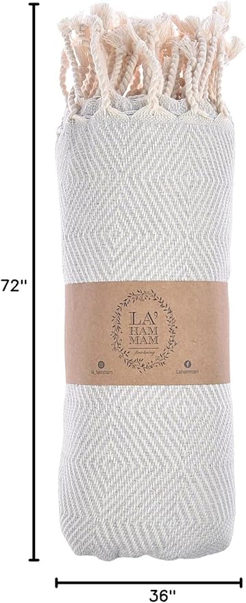 Personalized Embroidered Beach Towel | Throw Blanket, Easy Carry, Sand Free, Highly Absorbent, Quick Dry, Turkish Towels for Travel Camping Bath Sauna Beach Gym Pool Yoga SPA by Lahammam, Asia, Gray
