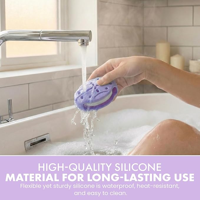Shower Steamer Tray & Holder with Suction Cup – Non-Slip Silicone Molds for Aromatherapy Shower Steamers (2, Purple)