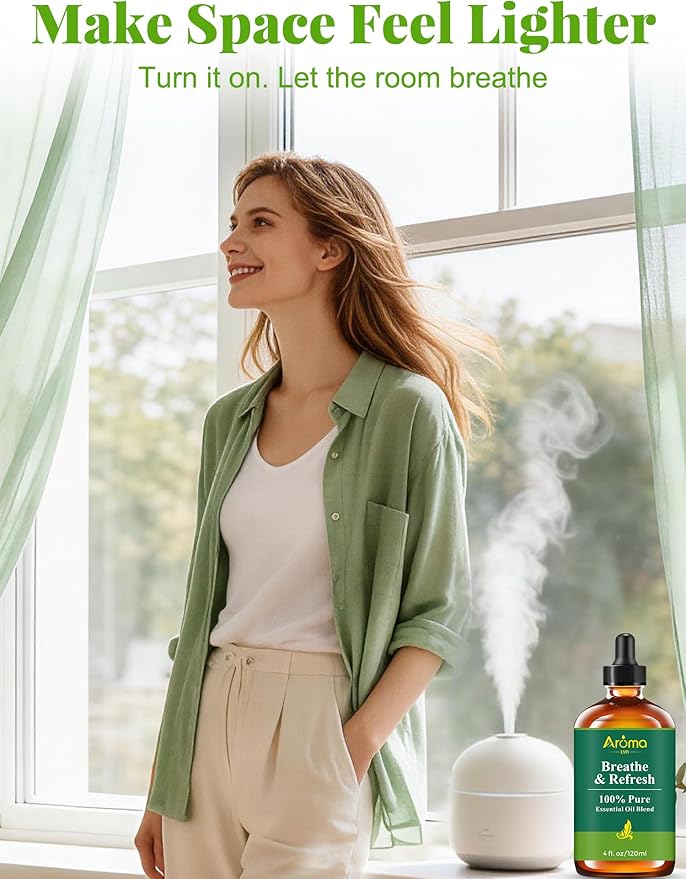 Breathe & Refresh — A 100% Pure Essential Oil Blend Cool-Crisp Blend that Makes Any Space Feel Like Fresh Air Again, Essential Oils for Diffusers for Home
