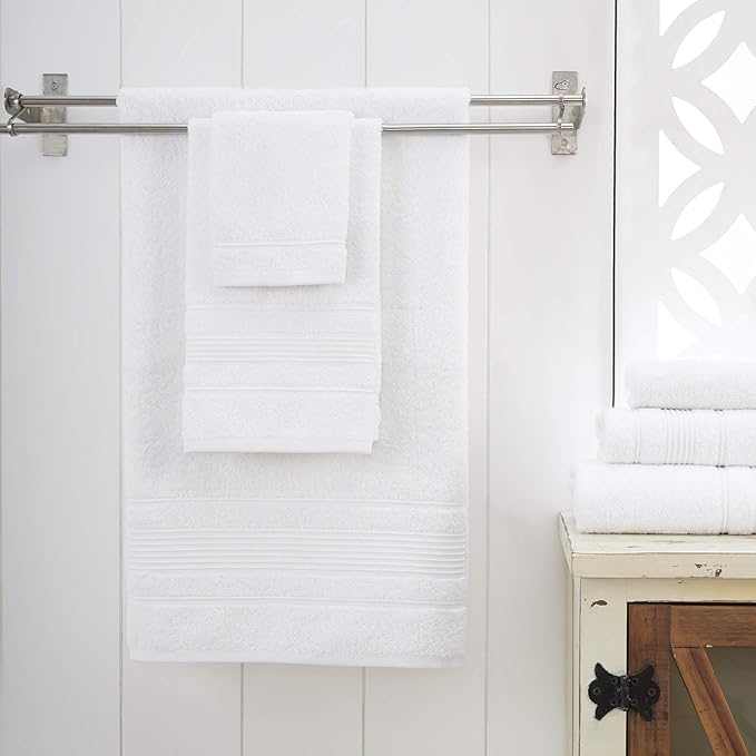 Personalize Your Towels with Custom Embroidery: Names, Monograms, and Initials. Perfect for Bathroom, Spa, Gym, Shower, Kids, Adults, Pool, Travel, Gifts, 2-Piece Bath Towels Set - White