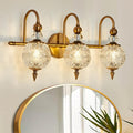 Piepooye Vintage Bathroom Lights Fixtures Gold Vanity Light with Glass Globe LampShade 3 Light Mid Century G9 Bulb Wall Sconce Indoor Vanity Light Over Mirror for Kitchen Bedroom Farmhouse Living Room