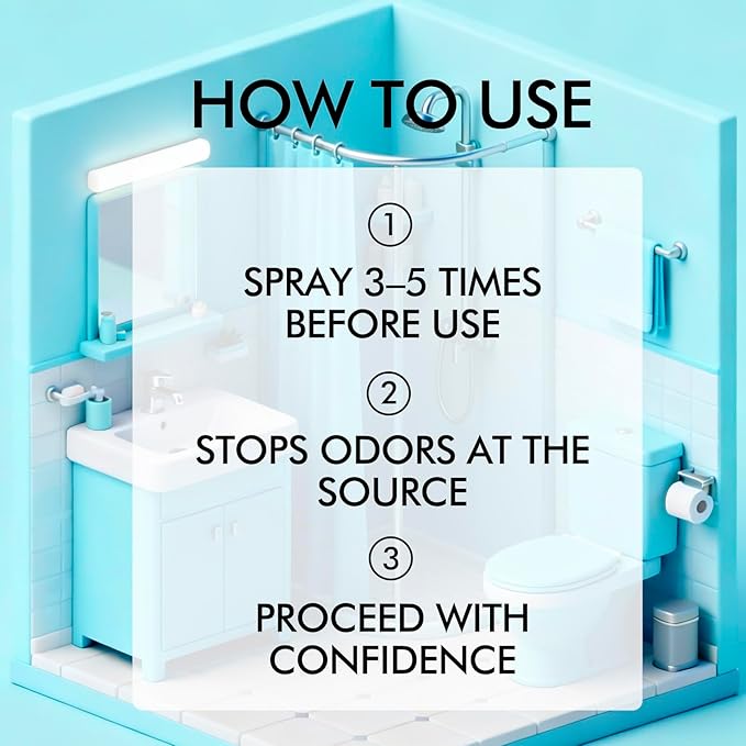 Toilet Spray, Citrus, Ocean & Coconut, 3 Pack 1.7 fl oz each, Bathroom Odor Eliminator, Travel Size, Essential Oil Freshener, Up to 255 Sprays