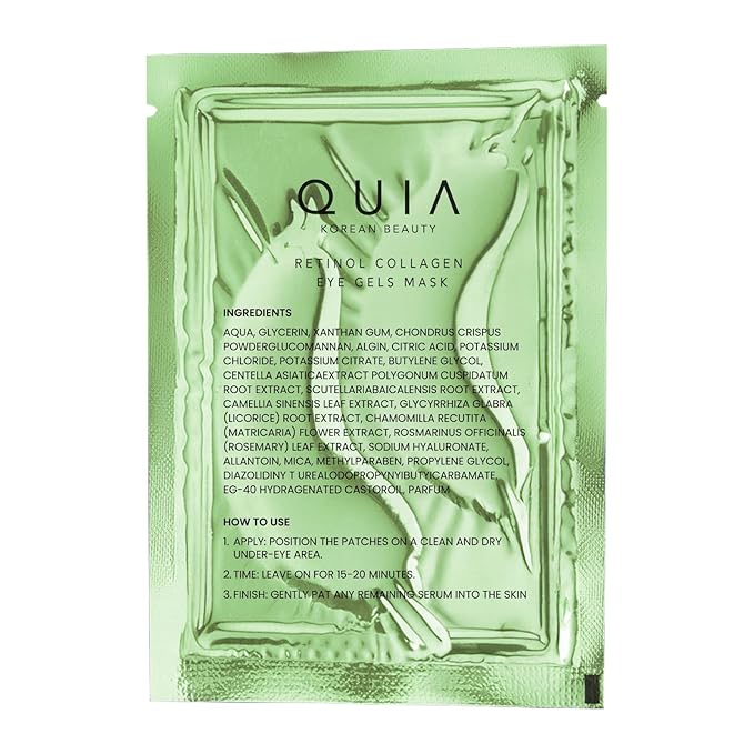 QUIA Hydrogel Eye Patches with Collagen – Depuff, Smooth Fine Lines & Hydrate in 15 Minutes – No-Slip, Soothing Formula – 20 Pairs for All Skin Types