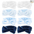 8 Pack Spa Headband for Washing Face Stocking Stuffers Skincare Headbands Bulk for Women Girls Soft Coral Fleece Hairband Cute Bow Headbands for Washing Face Makeup