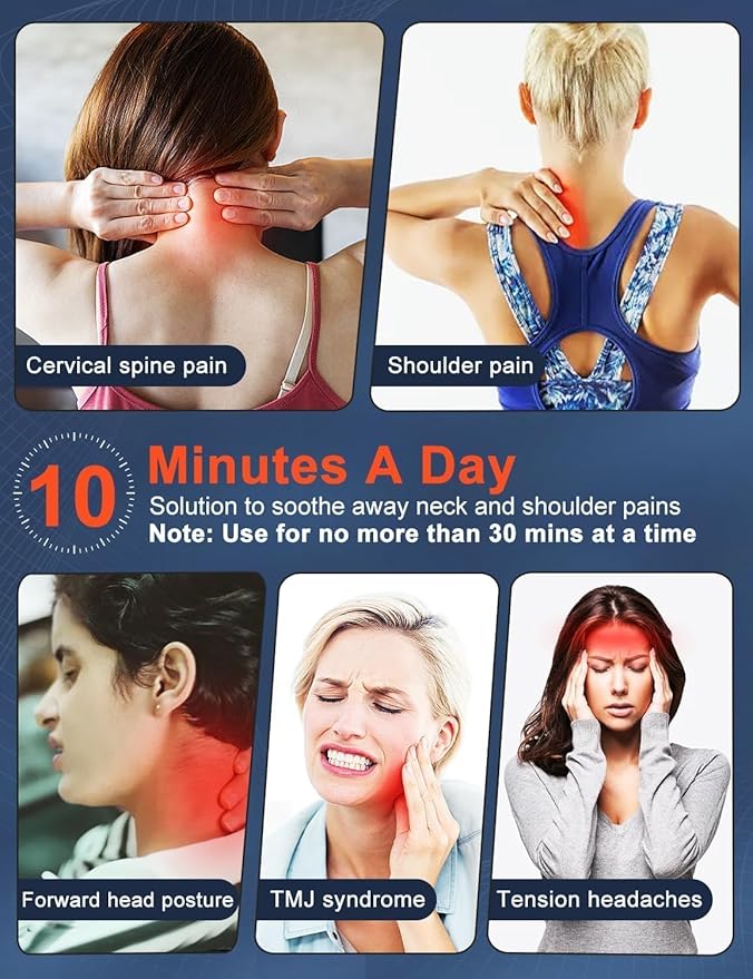 Wireless Heated Neck Stretcher for Pain Relief, Portable Cordless Neck Shoulder Cervical Traction Device with Graphene Heating Pad No Smell Magnetic Therapy Case Relaxer for Spine Alignme