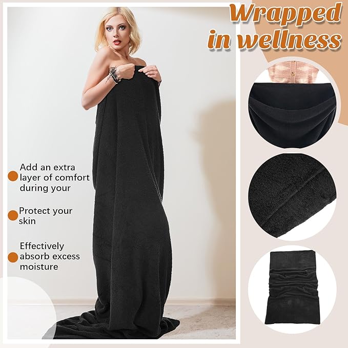 HunnmingRe Infrared Sauna Blanket Towel Inserted, 35 x 70”Cotton Sweat Absorbent Mat, Reusable Machine Washable Cover for for Home Spa, Gym, Pool, Sauna Blanket Accessories(Black)