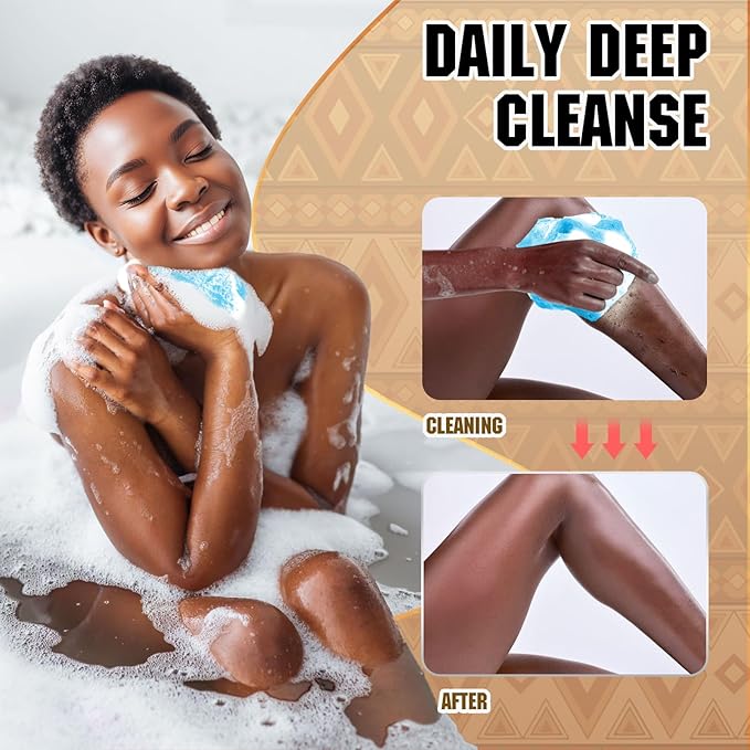 African Net Sponge (4-Pack) - Premium Exfoliating Body & Face Scrubber, Travel-Ready, Durable, Gentle Exfoliation Tool(Red,Orange,Sky Blue,Green)