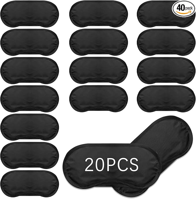 20 Pcs Eye Mask Sleep Masks Bulk Blindfolds for Party Games with Nose Pad and Adjustable Strap for Women Men 4 Layers Black Blind fold Sleeping Mask for Team Building Game
