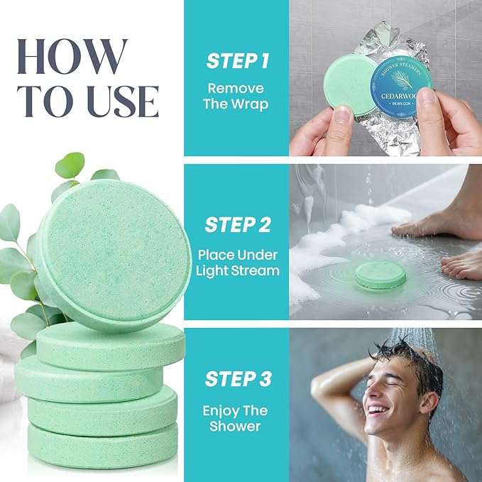 Shower Steamers Aromatherapy, Birthday Gifts for Men Him Dad Boyfriend Teen Boy, Dad Gifts for Fathers Day, Bath Bombs with Natural Essential Oils for Relaxation Self Care SPA -15 Tablets