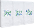 MASHAN Class of 2026 Graduation Hand Towels 3 Pack,100% Cotton Soft Absorbent Bathroom Towels,Senior 2026 Graduation Gift for Girls Boys,Blue Green Decorative Towels 14x30 Inch