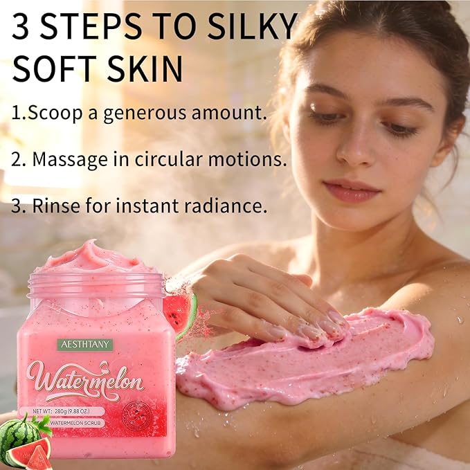 Watermelon Body Scrub &Avocado Face & Body ScrubMoisturizing and Exfoliating Body, Face, Hand, Foot Scrub,Deep Cleansing 350ml (280g, watermelon)