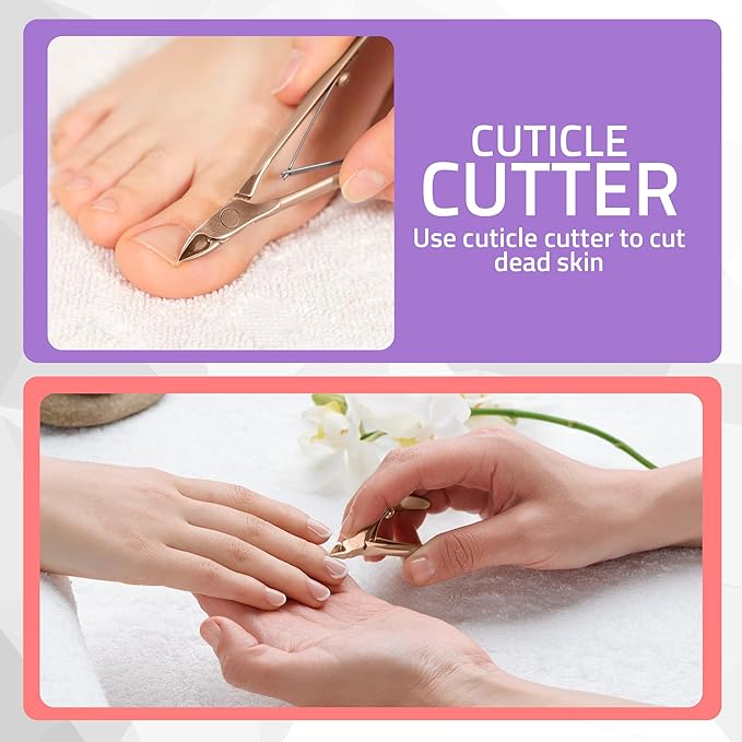Utopia Care Cuticle Trimmer with Pusher, Nail Trimmer Set, Professional Manicure & Pedicure Kit, Cuticle Remover Tool Kit, Rose Gold