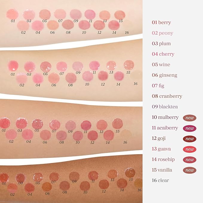 NOONI Vegan Appleseed Lip Oil Set - Appleberry & Applecherry & Appleplum | Long-Lasting, Moisturizing, Plumping, Revitalizing for Dry Lips, Waterproof, No Peel Off, 0.12 FL Oz x 3ea