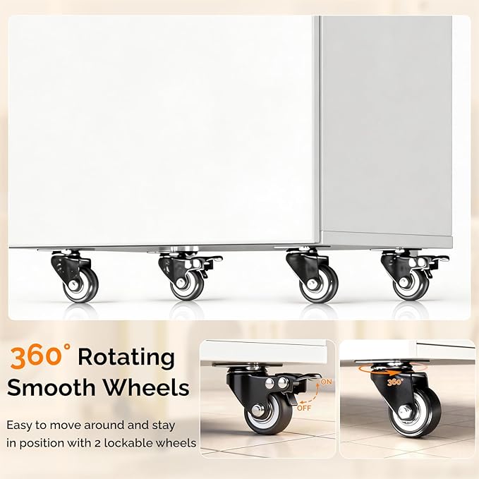 OmySalon Salon Cart with Wheels, 3-Tier Rolling Hair Styling Station, 2 Drawers & Adjustable Shelf, Hair Dryer Holder, Mobile Organizer for Salon, Barber, Spa, Nail & Beauty Tools, White