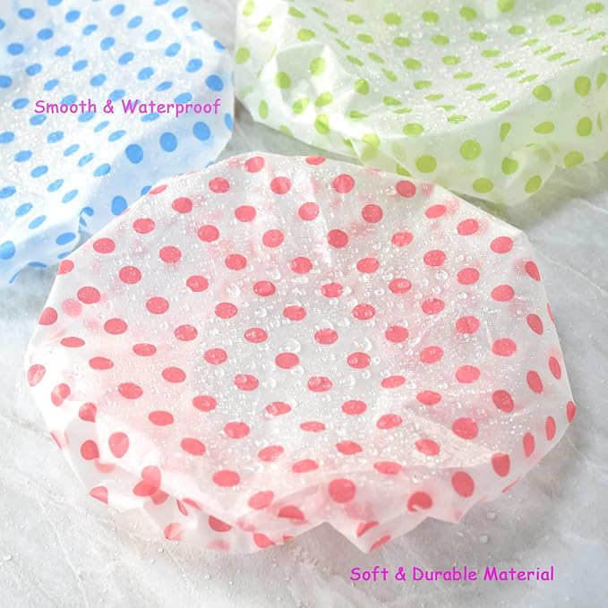 Shower Cap,3 Pcs Reusable Shower Caps Waterproof Bath Hair Hat with Elastic Band for Kids Women Men Spa Salon Hair Mask