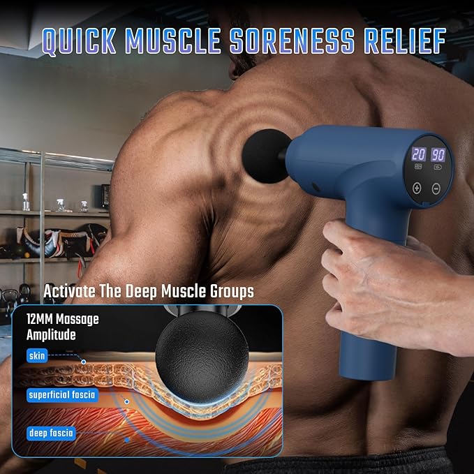 cotsoco Massage Gun Deep Tissue, Mothers Day Gifts for Mom, Muscle Massage Gun with 9 Attachment Heads 20 Speeds & Silent Brushless Motor for Pain Relief, Handheld Percussion Back Massager Gun