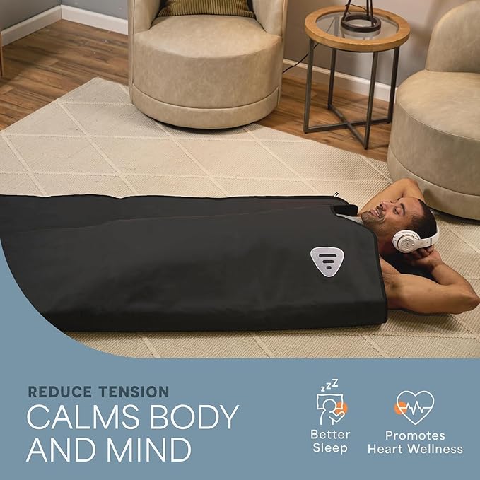 LifePro RejuvaWrap Infrared Sauna Blanket for Detox & Relaxation – Low EMF Carbon Fiber Heating, 9 Temp Levels, 5 Colors – Portable Sauna Blanket Infrared with Waterproof Interior & Carry Bag