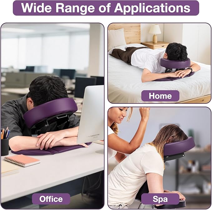 Udefineit Face Down Tabletop Massage Kit, Adjustable Headrest Face Cradle with Hand Rest Pad, Universal Desktop Home Mattress Massage Cradle with Soft Pillow for SPA Chair Bed Office Desk - Purple