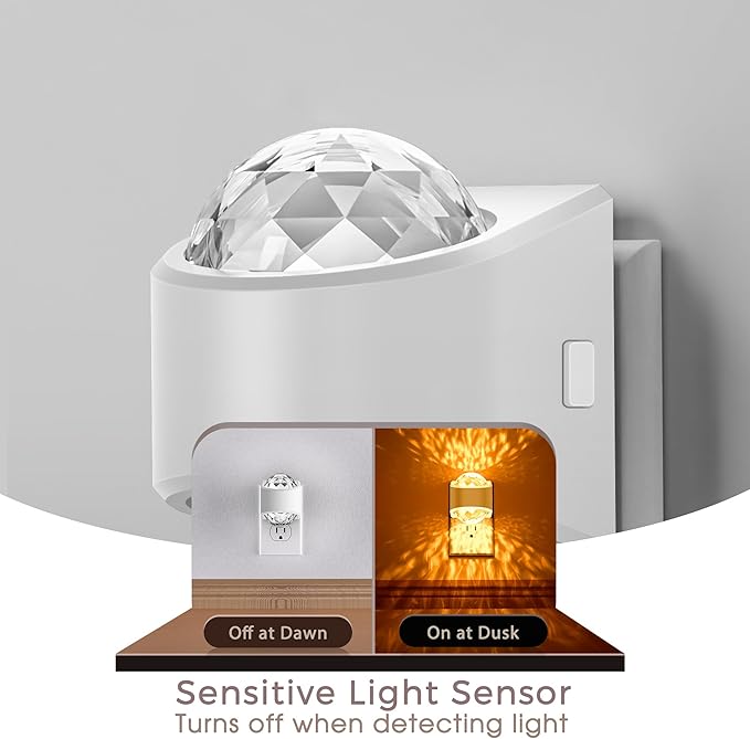 Briignite Night Light Plug into Wall, Color Changing Night Light for Kids, 3CCT Diamond Design Projector Nightlight, Dusk to Dawn Sensor for Nursery Bathroom Bedroom Gaming Room Decor Gift