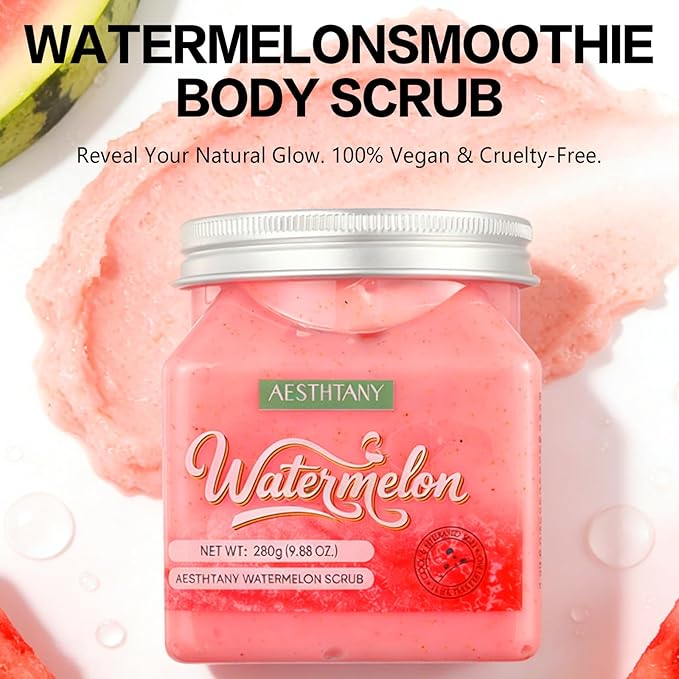 Watermelon Body Scrub &Avocado Face & Body ScrubMoisturizing and Exfoliating Body, Face, Hand, Foot Scrub,Deep Cleansing 350ml (280g, watermelon)